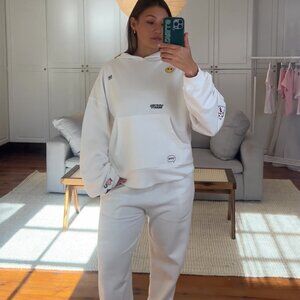 Daily Drills XODD Valentine's Day Embroidered White Hoodie Sweatpant Set
